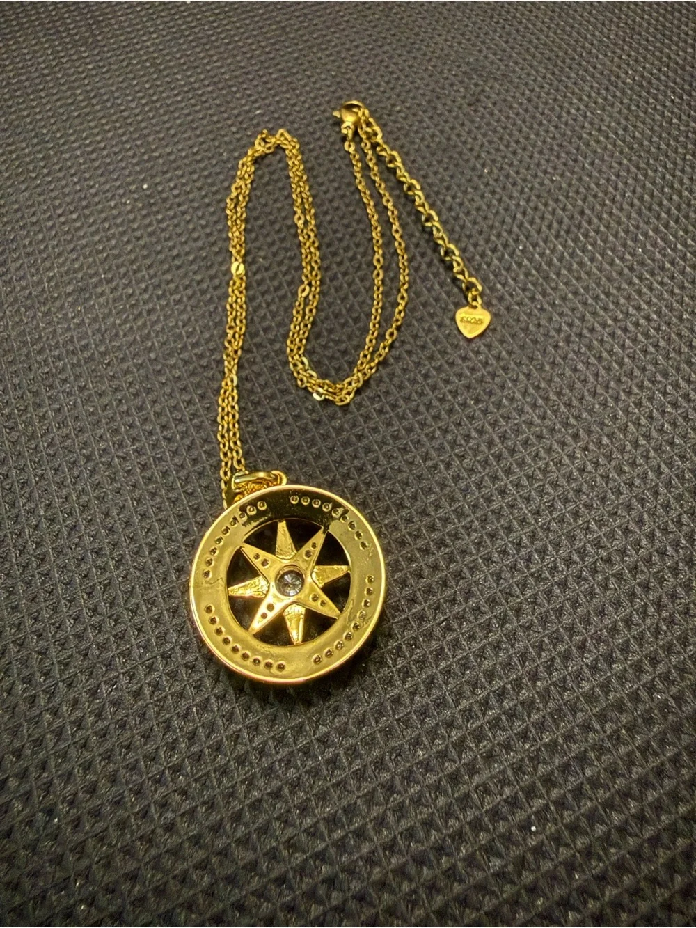 925 silverGold plated Compass Star Pendant Necklace with Clear Crystals‎